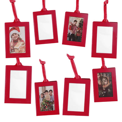 Klikel Picture Frames Ornament - Red Small Hanging Picture Frames - Photo Ornaments for Tree - Set of 8